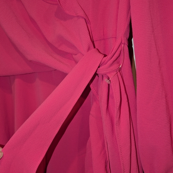 London Times V-Neck Ruffle Detail Long Sleeve Wedding Guest Dresses for Women - Picture 6 of 10